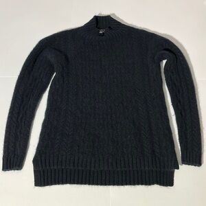 Talbots Petite black 100% pure cashmere cable knit sweater small winter SOFT